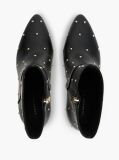 Black Leather Studded Stiletto Heel Ankle Boots  Women