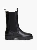 Black Leather Cleat High Chelsea Boots  Women