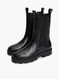 Black Leather Cleat High Chelsea Boots  Women