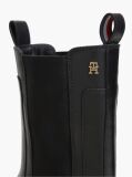 Black Leather Cleat High Chelsea Boots  Women