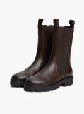 Brown Leather Cleat High Chelsea Boots  Women