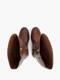 Brown TH Monogram Buckle Leather Knee-High Boots  Women