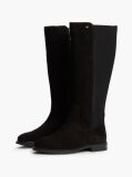 Black Enamel Flag Suede High Chelsea Boots  Women
