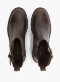 Brown Leather Buckle Block Heel Chelsea Boots  Women