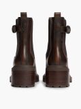 Brown Leather Buckle Block Heel Chelsea Boots  Women