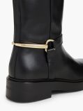 Black Gold-Tone Hardware Leather Riding Boots  Women