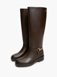 Brown Gold-Tone Hardware Leather Riding Boots  Women