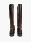 Brown Gold-Tone Hardware Leather Riding Boots  Women