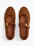Brown Suede Stud Buckle Mary Jane Ballerinas  Women