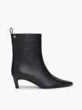 Black Kitten Heel Leather Ankle Boots  Women
