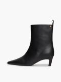 Black Kitten Heel Leather Ankle Boots  Women