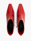 Red Kitten Heel Leather Ankle Boots  Women
