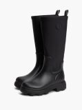 Black TH Monogram Knee-High Cleat Rain Boots  Women