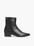 Black Leather Zip-Up Ankle Boots  Women