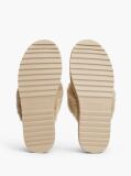 Beige Leather Faux Fur Serrated Slippers  Women