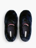 Blue Faux Fur Ballerina Slippers  Women