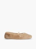Pink Faux Fur Ballerina Slippers  Women