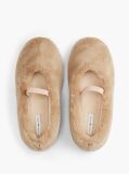 Pink Faux Fur Ballerina Slippers  Women