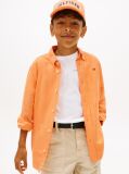 Orange Relaxed Fit Flag Embroidery Linen Blend Shirt  Boys