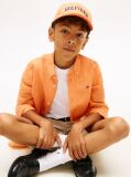 Orange Relaxed Fit Flag Embroidery Linen Blend Shirt  Boys