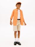 Orange Relaxed Fit Flag Embroidery Linen Blend Shirt  Boys