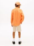 Orange Relaxed Fit Flag Embroidery Linen Blend Shirt  Boys