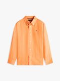Orange Relaxed Fit Flag Embroidery Linen Blend Shirt  Boys