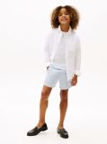 White Relaxed Fit Flag Embroidery Linen Blend Shirt  Boys