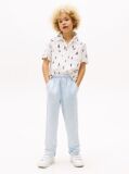 Blue Linen Blend Drawstring Trousers  Boys