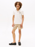 Beige Linen Blend Drawstring Shorts  Boys