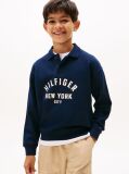 Blue Curved Graphic Polo Collar Sweatshirt  Boys