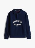 Blue Curved Graphic Polo Collar Sweatshirt  Boys