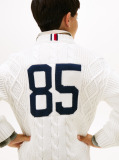 Beige Mixed Knit Intarsia Back Logo Jumper  Boys