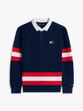 Blue Back Graphic Long Sleeve Polo Shirt  Boys