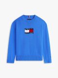 Blue Intarsia Wavy Flag Crew Neck Jumper  Boys