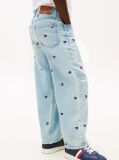 Blue Wavy Flag Embroidery Loose Jeans  Boys