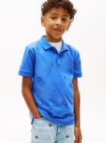 Blue Regular Fit Wavy Flag Embroidery Polo Shirt  Boys