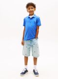 Blue Regular Fit Wavy Flag Embroidery Polo Shirt  Boys