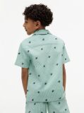 Green Ithaca Stripe Logo Embroidery Short Sleeve Shirt  Boys