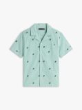 Green Ithaca Stripe Logo Embroidery Short Sleeve Shirt  Boys