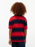 Κόκκινο Ριγέ Βαμβακερό T-Shirt Με Κλασική Λαιμόκοψη  Αγόρια