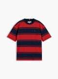 Κόκκινο Ριγέ Βαμβακερό T-Shirt Με Κλασική Λαιμόκοψη  Αγόρια