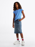Blue Essential Ruffled Sleeve T-Shirt  Girls