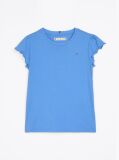Blue Essential Ruffled Sleeve T-Shirt  Girls