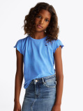 Blue Essential Ruffled Sleeve T-Shirt  Girls