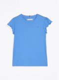 Blue Essential Ruffled Sleeve T-Shirt  Girls