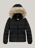Black Essential Faux Fur Down Hooded Jacket  Girls