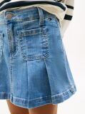 Blue Pleated Denim Mini Skirt  Girls
