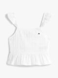 White Textured Ruffle Top  Girls