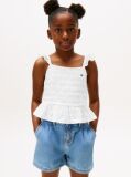 White Textured Ruffle Top  Girls